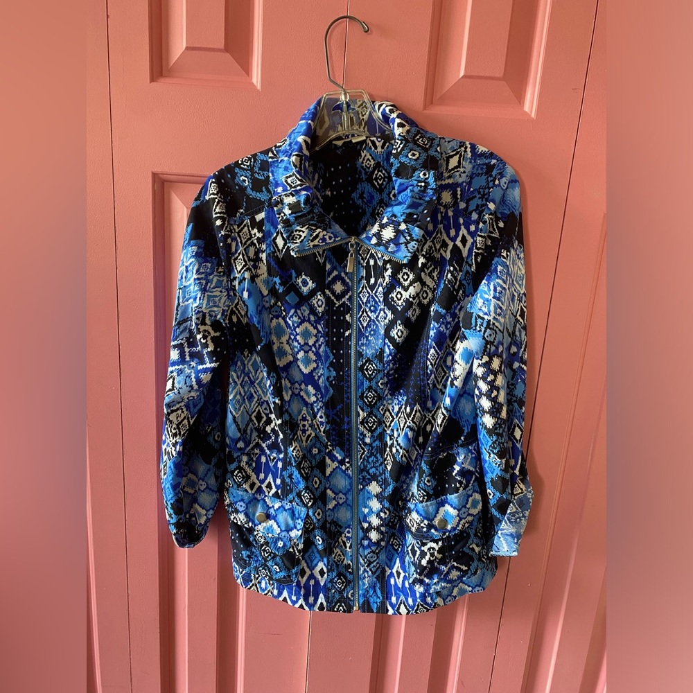 Laura Ashley Blue Zip Up Blouse